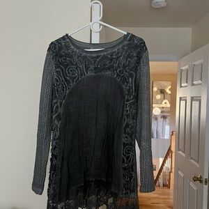 Simply Couture Sheer Black Lace Top